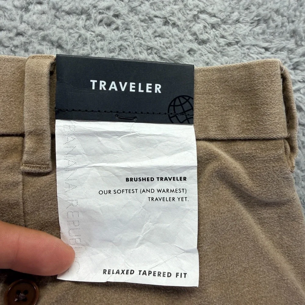Banana‎ Republic Traveler Pant Mens 40x31 Beige Chino Tapered Relaxed Stretch